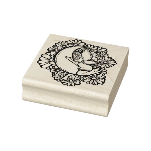 Lila Blume Moon Fairy Gummistempel (Stempel)