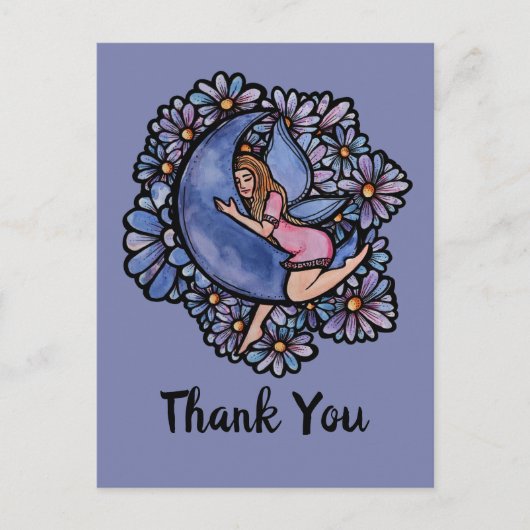 Lila Blume Moon Fairy Postkarte (Vorderseite)
