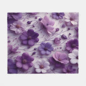 Lila Blume Muster auf weißem Hintergrund Fleecedecke (Vorderseite (Horizontal))