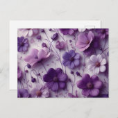 Lila Blume Muster auf weißem Hintergrund Postkarte (Vorne/Hinten)
