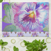 Lila Blume Pansy Blumenstrauß Wasserfarben Teetuch Geschirrtuch (Gefaltet)