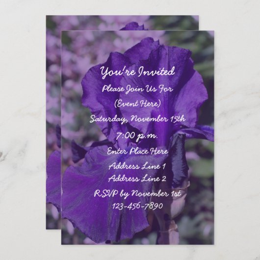 Lila Blume-Party Einladung (Vorne/Hinten)
