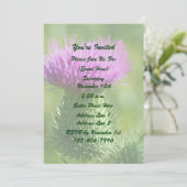 Lila Blume-Party Einladung (Stehend Vorderseite)