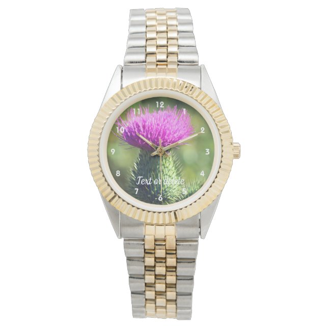 Lila Blume Personalisiert Armbanduhr (Vorderseite)
