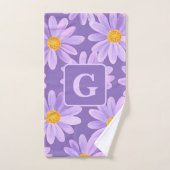 lila Blume personalisiert Badhandtuch Set (Handtuch)
