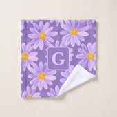 lila Blume personalisiert Badhandtuch Set (Waschlappen)