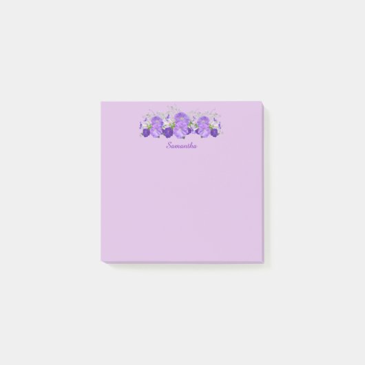 Lila Blume Personalisiert Post it Notes 3x3 Post-it Klebezettel (Vorderseite)