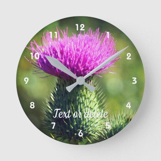 Lila Blume Personalisiert   Runde Wanduhr (Vorderseite)