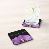 Lila Blume Persönliche Hochzeit Getränkeuntersetzer (Rechte Seite)