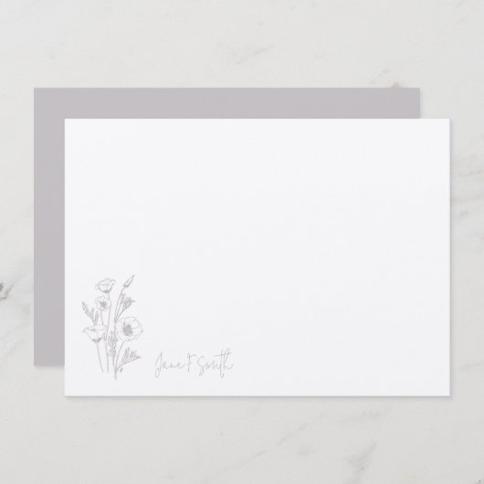 Lila Blume Pflanze der Flora Personalisiert Statio Dankeskarte (Vorne/Hinten)