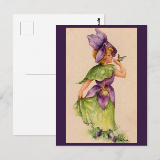 lila Blume Postkarte (Vorne/Hinten)