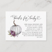 Lila Blume Pumpkin Baby Dusche Buchungsanfrage Begleitkarte (Vorderseite)