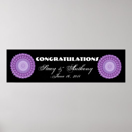 Lila Blume Räder Hochzeit oder Verlobung Banner Poster (Vorne)