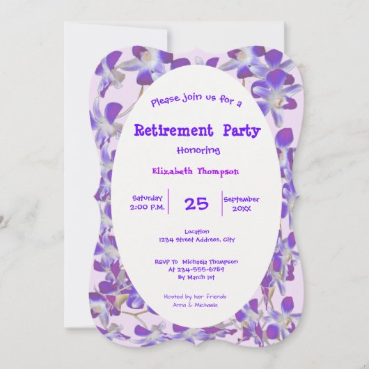 lila Blume Rahmen Blumenmuster Party-Karte Einladung (Vorderseite)