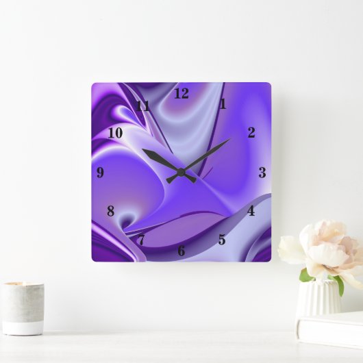 Lila Blume Regenbogen Träume Quadratische Wanduhr (Zuhause)