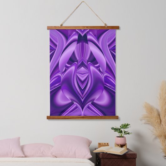 Lila Blume Regenbogen Träume Wandteppich Mit Holzrahmen (Schlafzimmer)