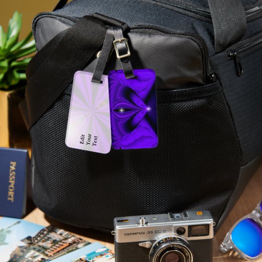 Lila Blume Regenbogenträume, Zwei Sterne Gepäckanhänger (Vorderseite & Rückseite)