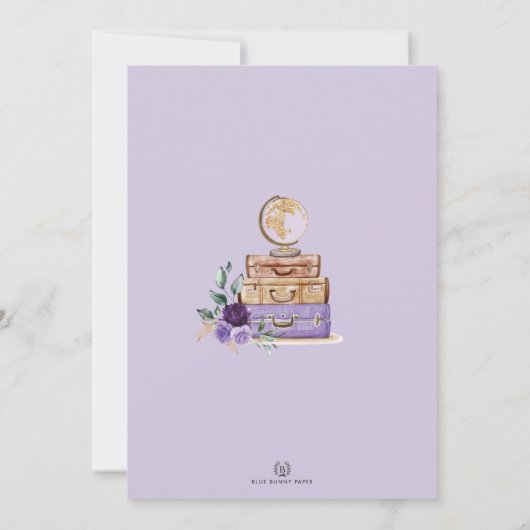 Lila Blume Reisen Brautparty Miss an Frau. Einladung (Rückseite)