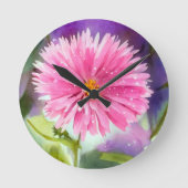 Lila Blume Runde Wanduhr (Vorderseite)