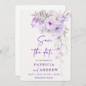 Lila Blume Save the Date Vorlage DIY (Vorne/Hinten)