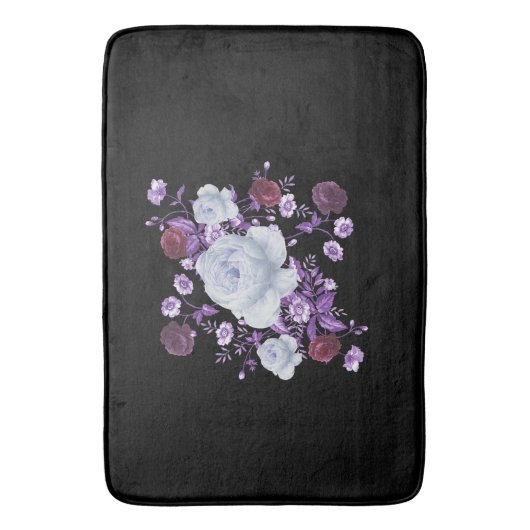 LILA-BLUME, SCHWARZER HINTERGRUND BADEMATTE (Vorderseite Vertikal)