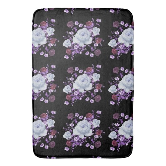 LILA-BLUME, SCHWARZER HINTERGRUND BADEMATTE (Vorderseite Vertikal)