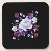 LILA-BLUME, SCHWARZER HINTERGRUND GETRÄNKEUNTERSETZER (Vorderseite)