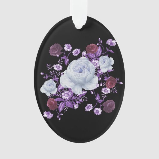 LILA-BLUME, SCHWARZER HINTERGRUND ORNAMENT (Vorderseite)