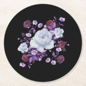 LILA-BLUME, SCHWARZER HINTERGRUND RUNDER PAPPUNTERSETZER (Vorderseite)