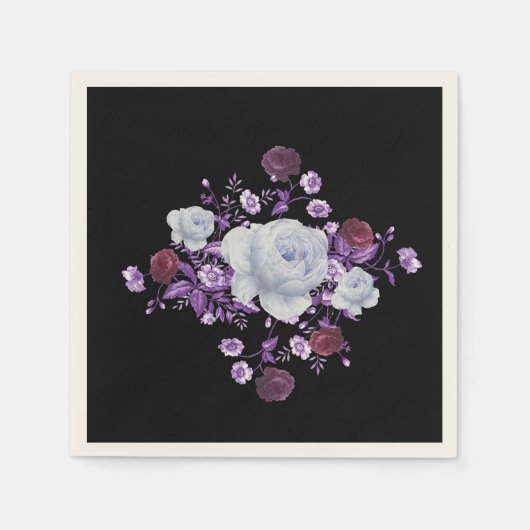 LILA-BLUME, SCHWARZER HINTERGRUND SERVIETTE (Vorderseite)