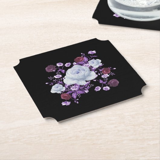 LILA-BLUME, SCHWARZER HINTERGRUND UNTERSETZER (angewinkelt)