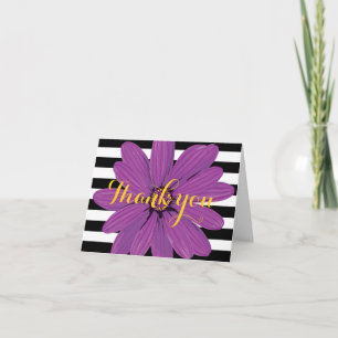 Lila Blume Schwarzweiß Streifen Vielen Dank Dankeskarte