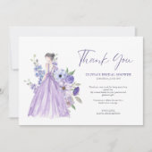 Lila Blume Script-Brautparty Vielen Dank Einladung (Vorderseite)