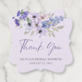 Lila Blume Script Brautparty Vielen Dank Geschenkanhänger (Vorderseite)