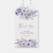 Lila Blume Script Brautparty Vielen Dank Geschenkanhänger (Vorderseite)