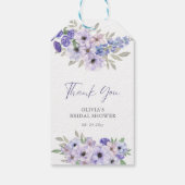 Lila Blume Script Brautparty Vielen Dank Geschenkanhänger (Rückseite)