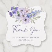 Lila Blume Script Brautparty Vielen Dank Geschenkanhänger (Rückseite)