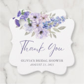 Lila Blume Script Brautparty Vielen Dank Geschenkanhänger (Vorderseite)