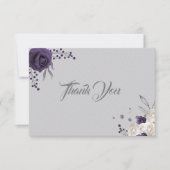 Lila Blume silbergrau Dankeskarte (Vorderseite)