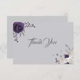 Lila Blume silbergrau Dankeskarte