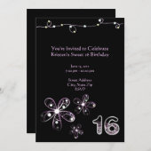 Lila Blume Sweet 16 Geburtstag Einladung (Vorne/Hinten)