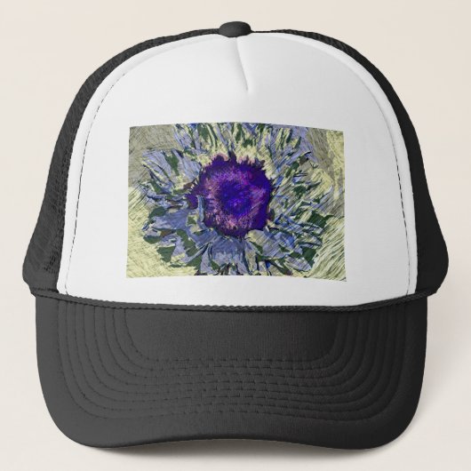 Lila Blume Truckerkappe (Vorderseite)