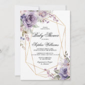 Lila Blume und Blush Rose Kinderdusche Einladung (Vorderseite)