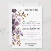 "lila Blume und Brautparty aus Blattgold" Einladung (Vorderseite)