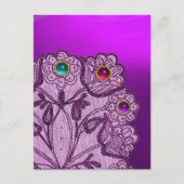 LILA BLUME UND FARBENE GEMSTONS POSTKARTE (Vorderseite)