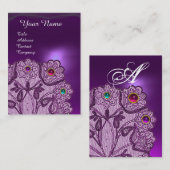 LILA BLUME UND FARBHAFTES GEMONOGRAMM VISITENKARTE (Vorne/Hinten)