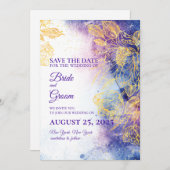 Lila Blume und Gold Save the Date Karte (Vorne/Hinten)