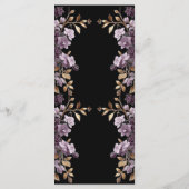 Lila Blume und Goldblatt essen wir Weeding Menu Menükarte (Rückseite)