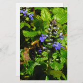 Lila Blume und Hummeln Briefpapier (Vorne/Hinten)