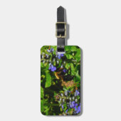 Lila Blume und Hummeln Gepäckanhänger (Vorderseite vertikal)